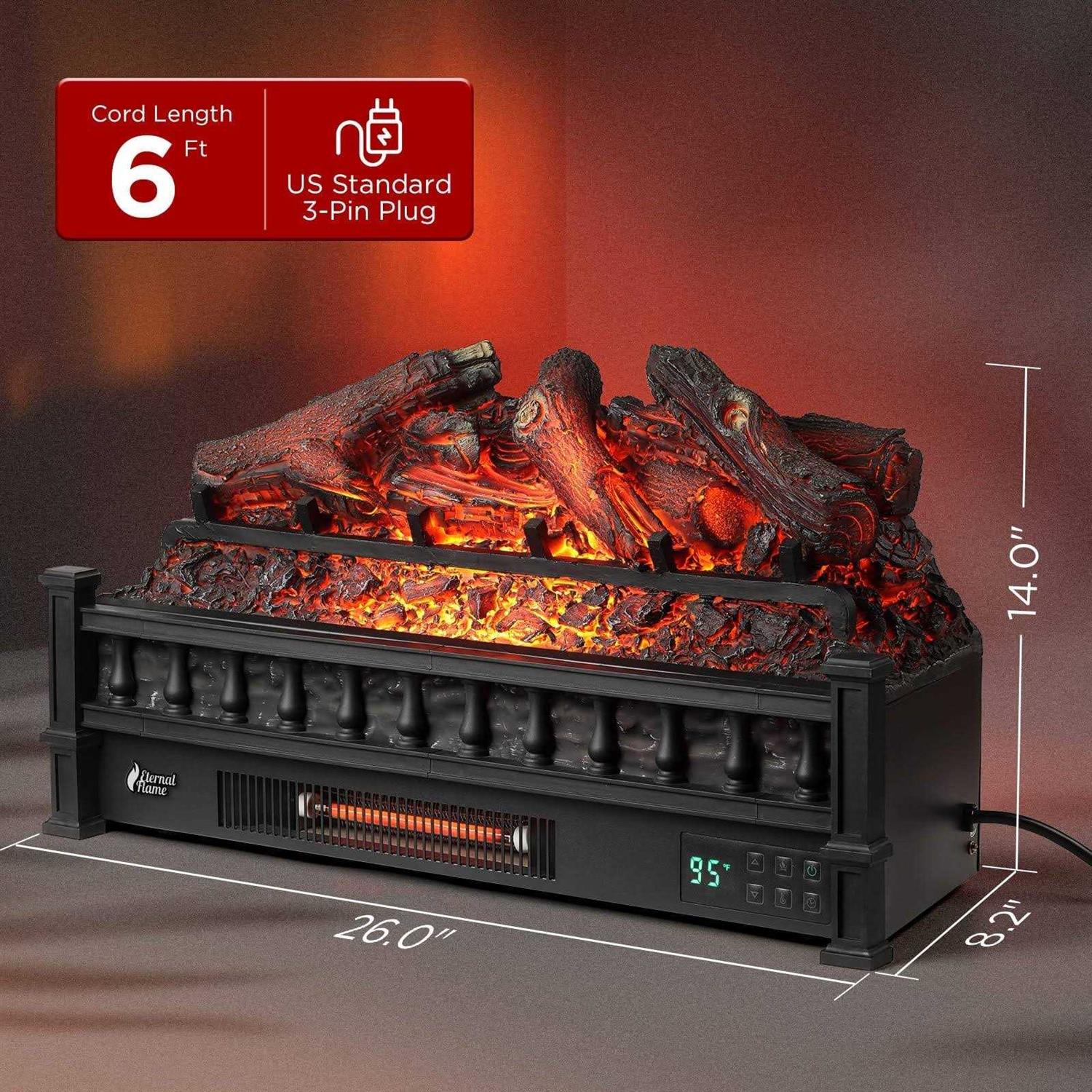 TURBRO Eternal Flame 1500-Watt 26 Infrared Quartz Electric Fireplace Log Heater - Image 4