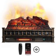 TURBRO Eternal Flame 1500-Watt 26 Infrared Quartz Electric Fireplace Log Heater