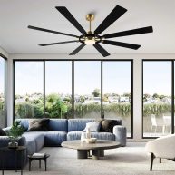 WINGBO 8 Blades LED Indoor Black and Ceiling Fan with Remote