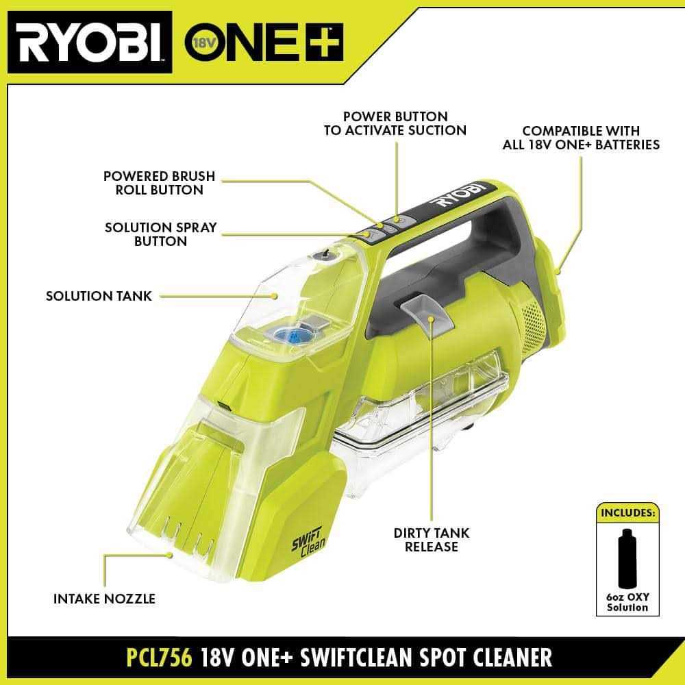 RYOBI ONE+ 18V Cordless SWIFTClean Spot Cleaner Kit with 2.0 Ah Battery and Charger - Image 5