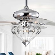 Warehouse of Tiffany AY17Y17CR 52 in. Alesya 3-Light Indoor Chrome Ceiling Fan with Light Kit & Remote