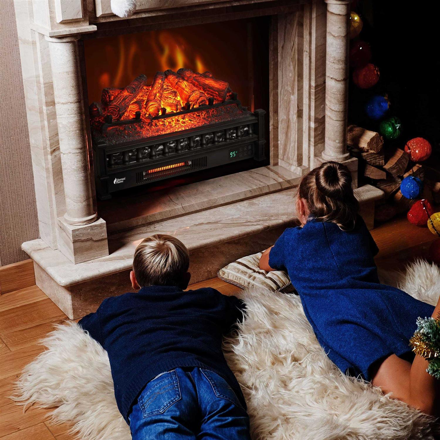 TURBRO Eternal Flame 26-inch Infrared Quartz Electric Fireplace Log Heater - Image 2
