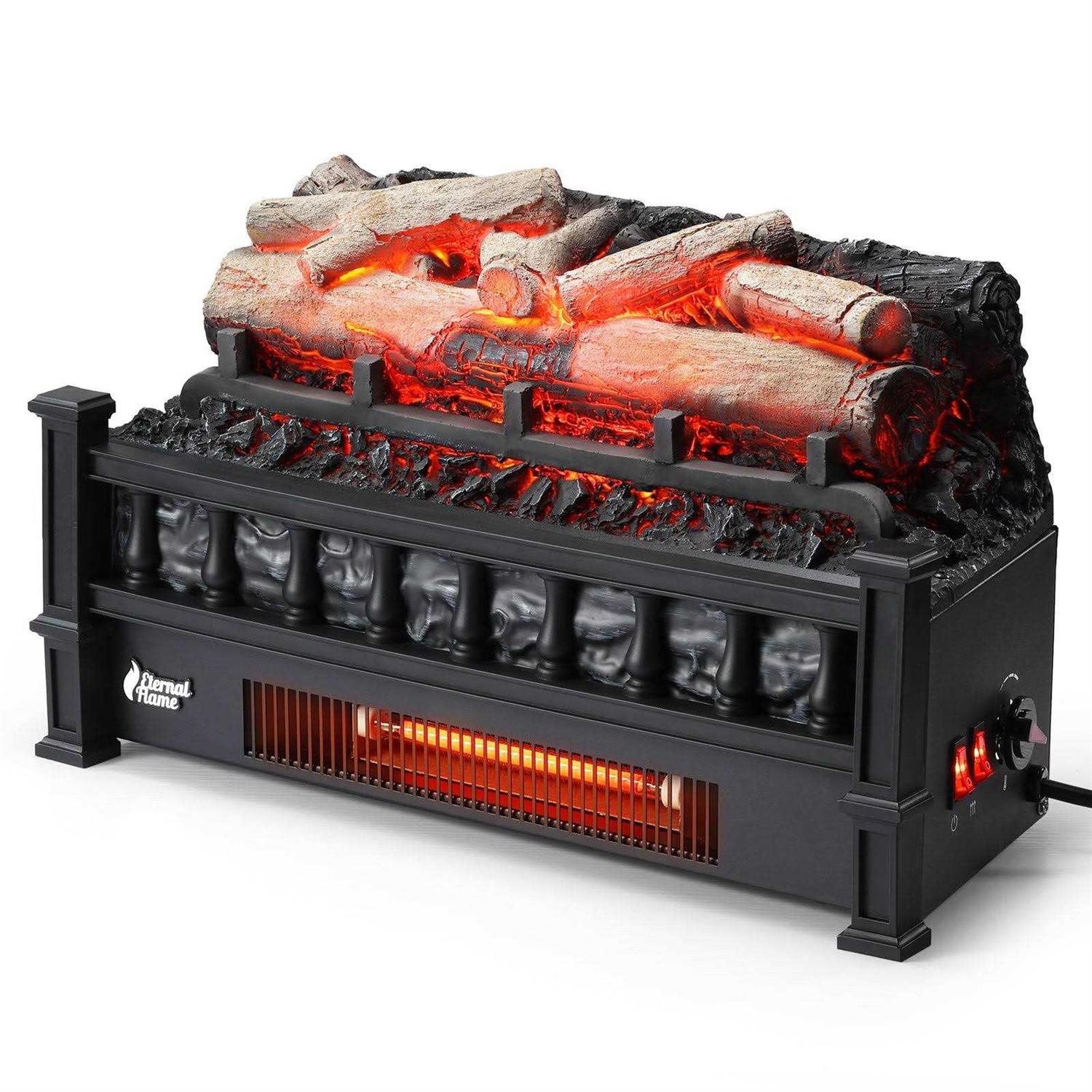 TURBRO Eternal Flame 20-Inch Infrared Quartz Electric Fireplace Log Heater