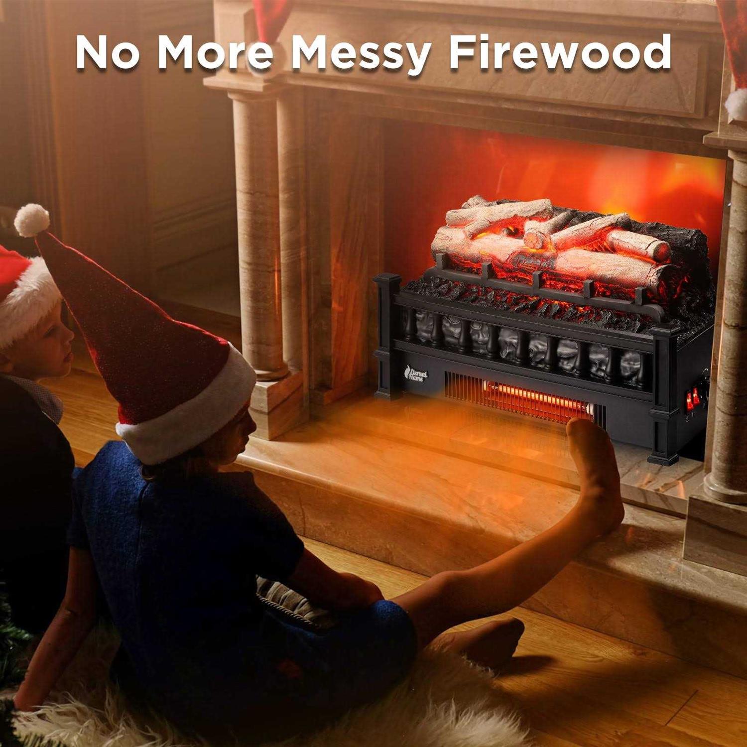 TURBRO Eternal Flame 20-Inch Infrared Quartz Electric Fireplace Log Heater - Image 5