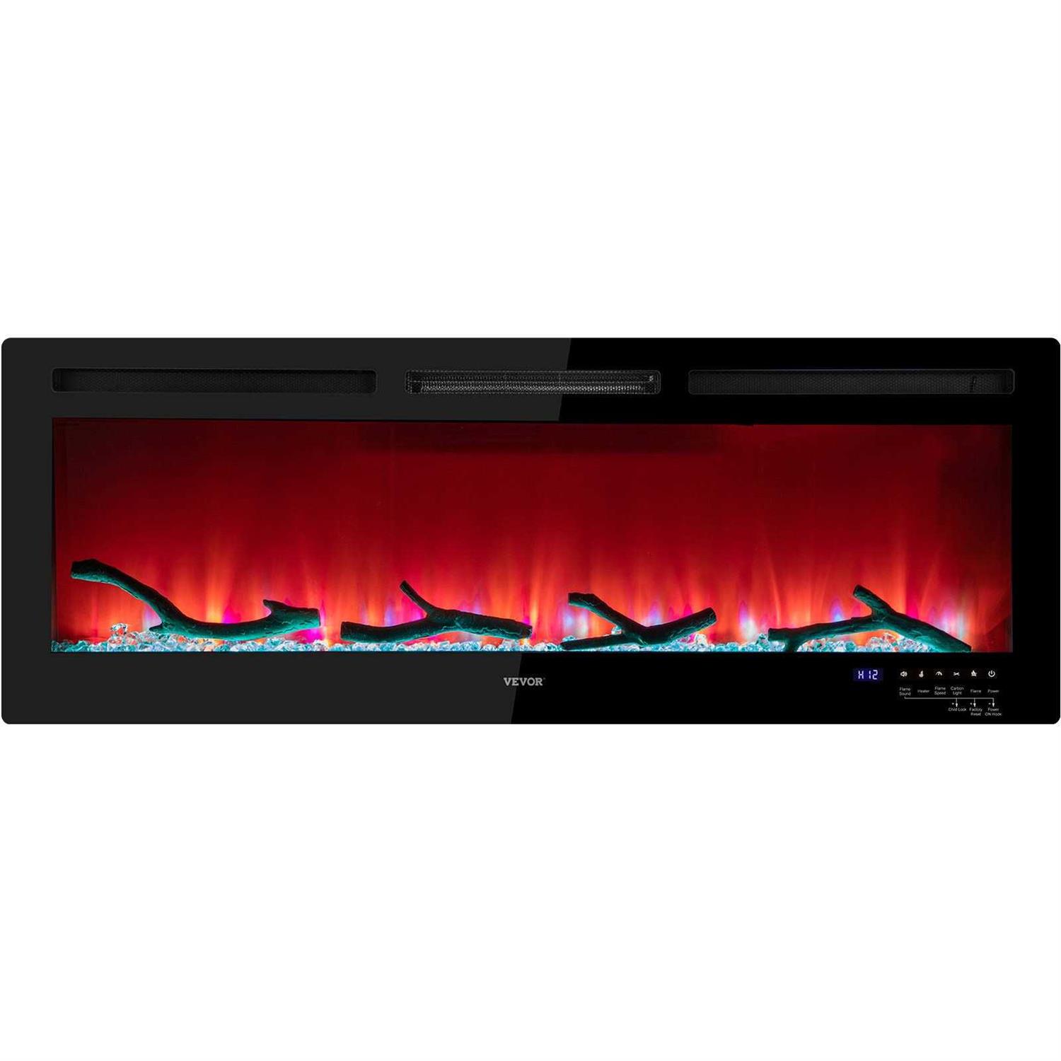 VEVOR Electric Fireplace Wall-mounted Recessed w/ Adjustable Flame & Speed