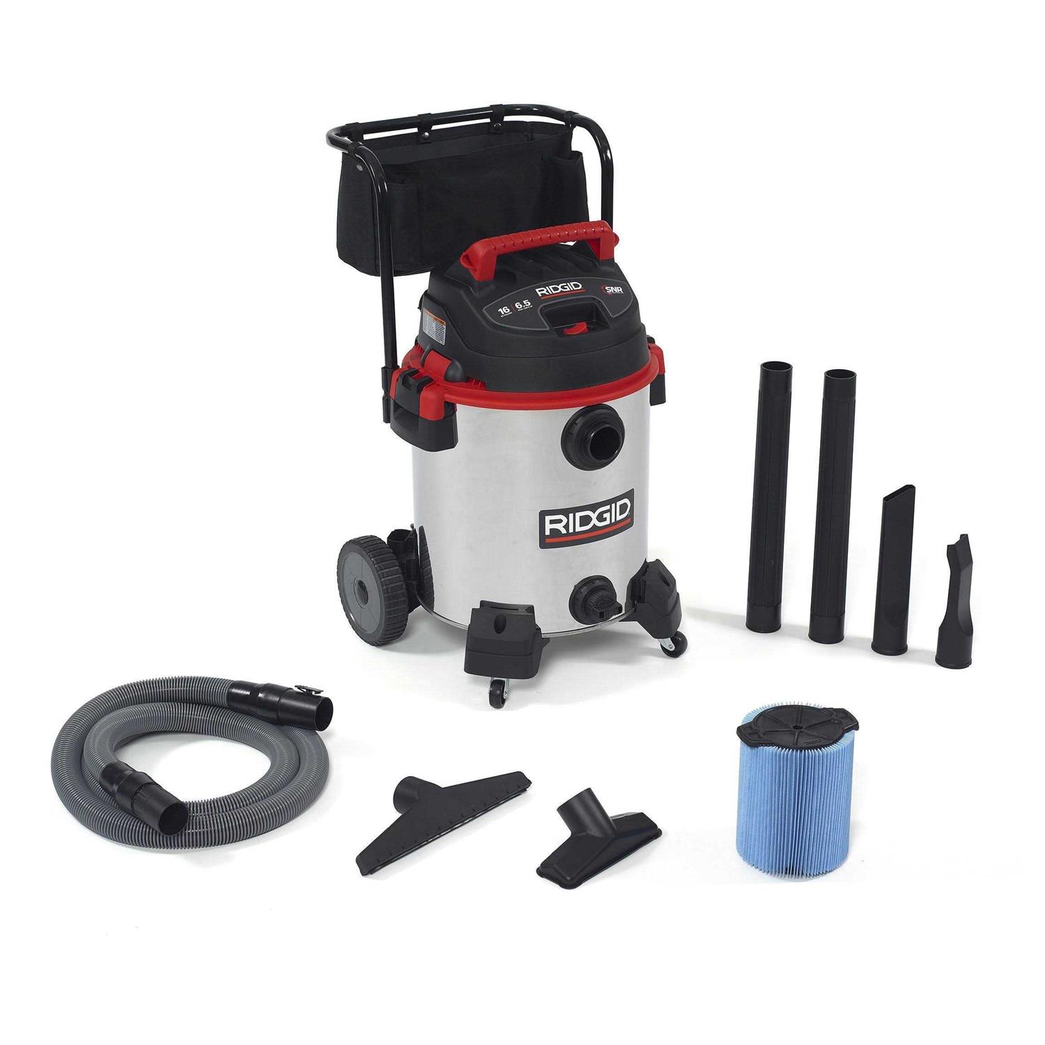 RIDGID 50353 1610RV Stainless-Steel Wet/Dry Vacuum with Cart