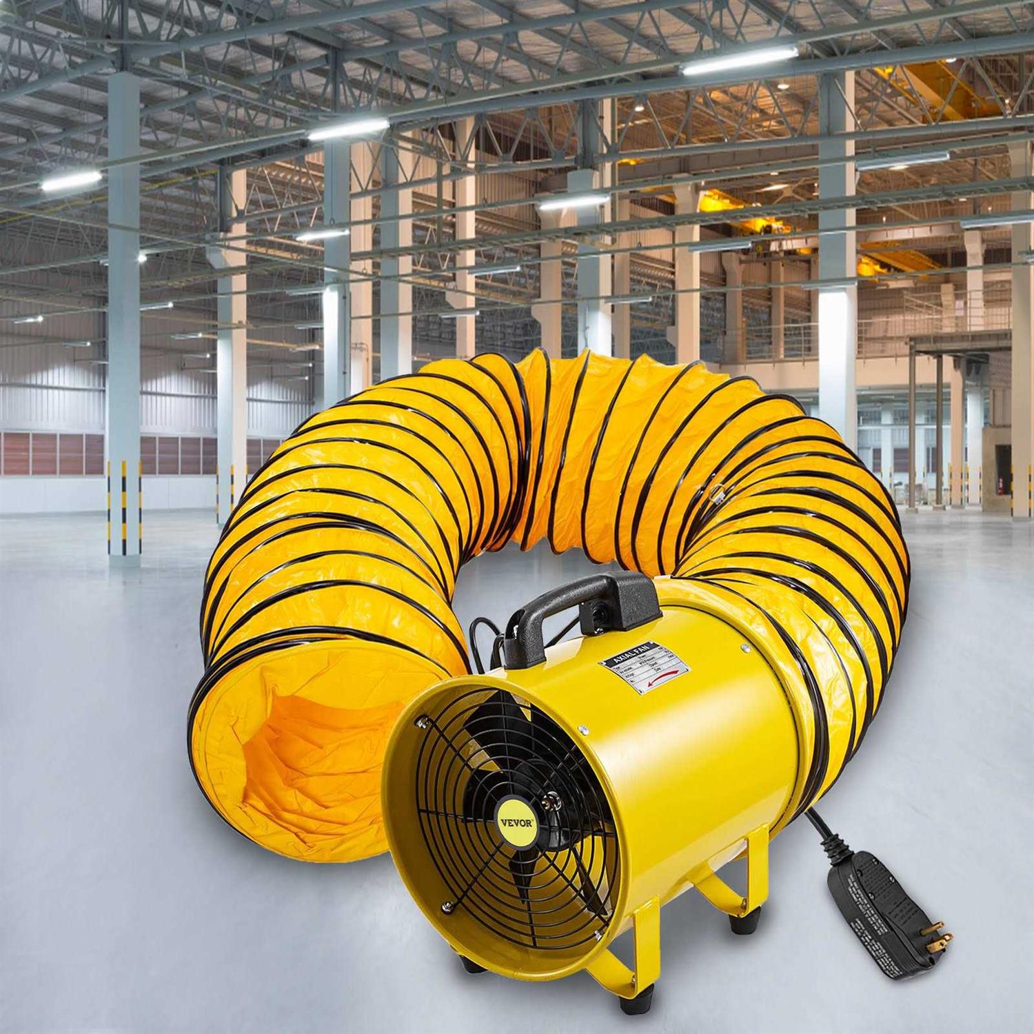 VEVOR Utility Blower Fan 12 Inches 550W 1471 & 2295 Cfm High Velocity Ventilator w/ 16 ft/5 m Duct Hose Portable Ventilation Fan Fume Extractor GYGFJST12CSSCD5M1V1 - Image 5