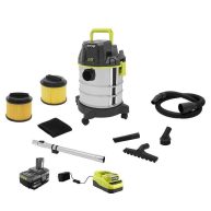RYOBI ONE+ 18V Cordless 4.75 Gal. Wet/Dry Vacuum Kit with 4.0 Ah Battery and Charger