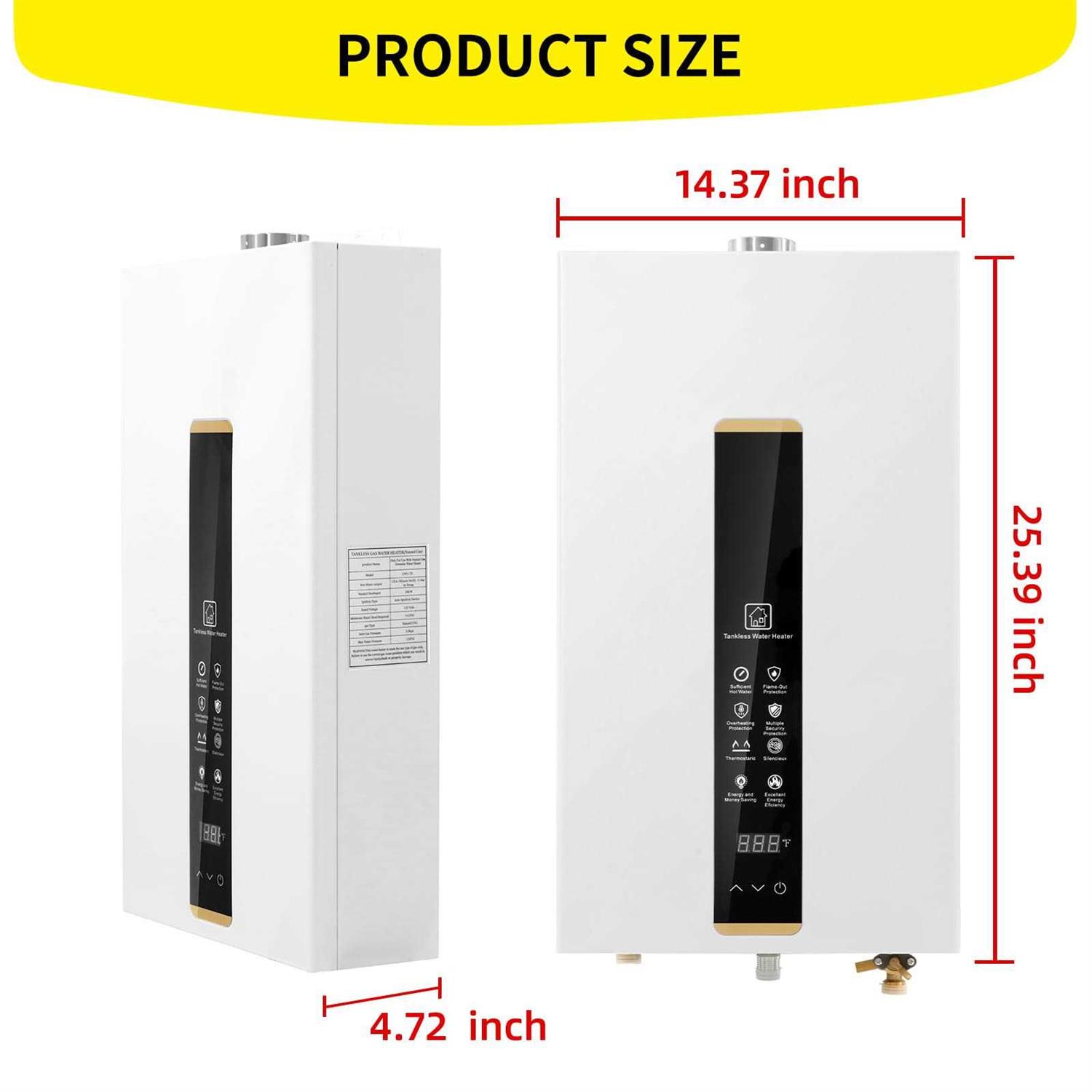 Tankless Water Heater Propane,Instant Hot Propane Gas Water Heater,Indoor 3.18 GPM,Constant Propane Water Heater with Fahrenheit Digital Display - Image 2