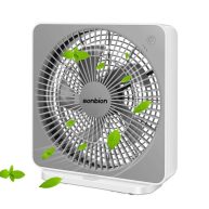 SONBION Box Fan Three Speeds Window Table Cooling Fan 10 Inch DC Desk Fan
