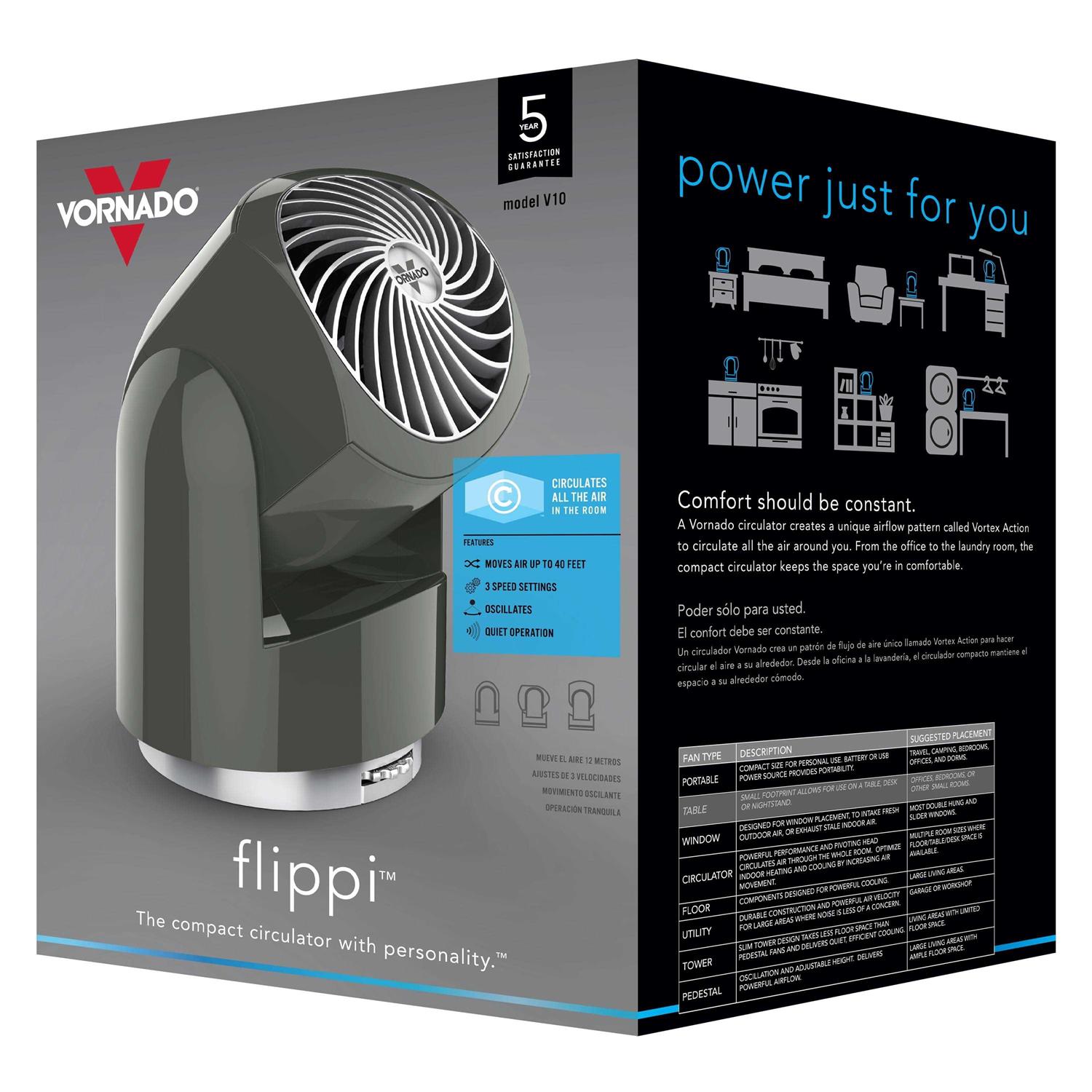 Vornado 5 inch Flippi Personal Oscillating Air Circulator Fan with 3 Speeds - Image 5