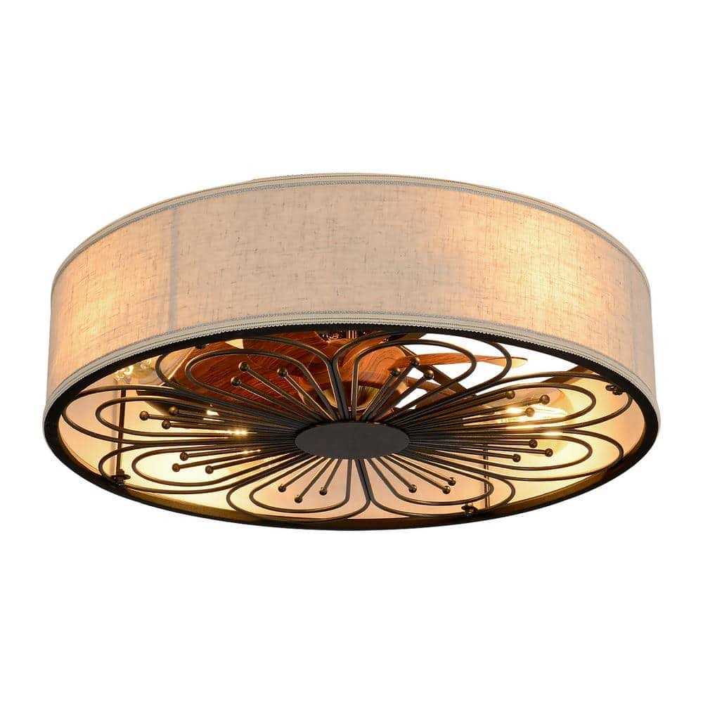 TOZING 19.7 in. Indoor Bronze Smart Low Profile Ceiling Fan with Remote and Light Kit