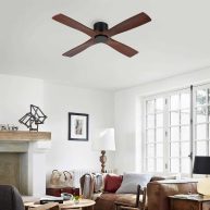 WINGBO 54 inch DC Flush Mount Ceiling Fan with Light and Remote