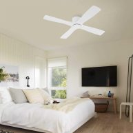 WINGBO 54 inch DC Flush Mount Ceiling Fan with Light and Remote