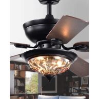 WAREHOUSE OF TIFFANY Micago Forged Black 52 Lighted Ceiling Fan CFL-8420REMO/FB
