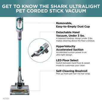 Shark Ultralight Corded Stick Vacuum with Self-Cleaning Brushroll HZ251 - Image 4