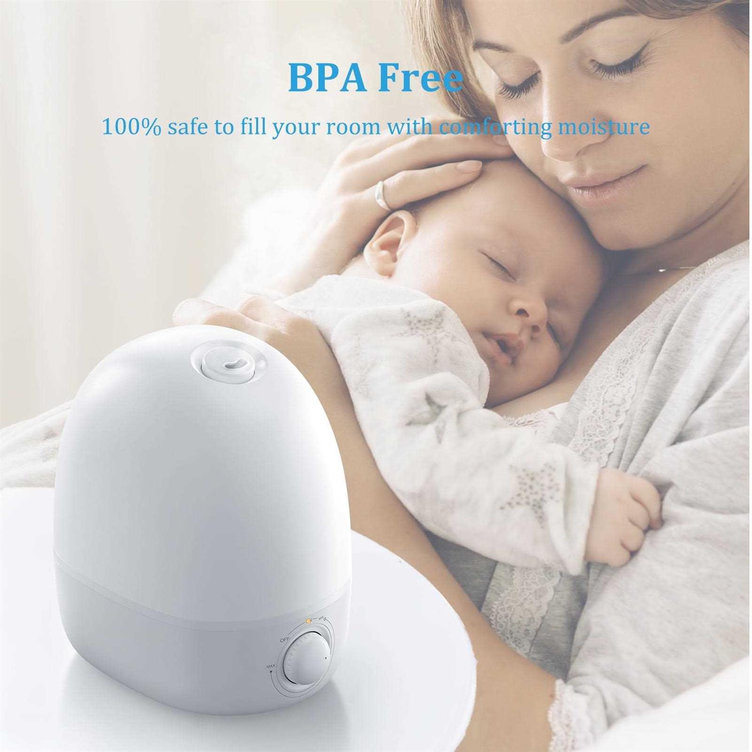Taotronics Humidifiers 2.5l Ultrasonic Cool Mist Humidifier 26dB Whisper Quiet Essential Oil Diffuser with Night Light for Baby Room - Image 3