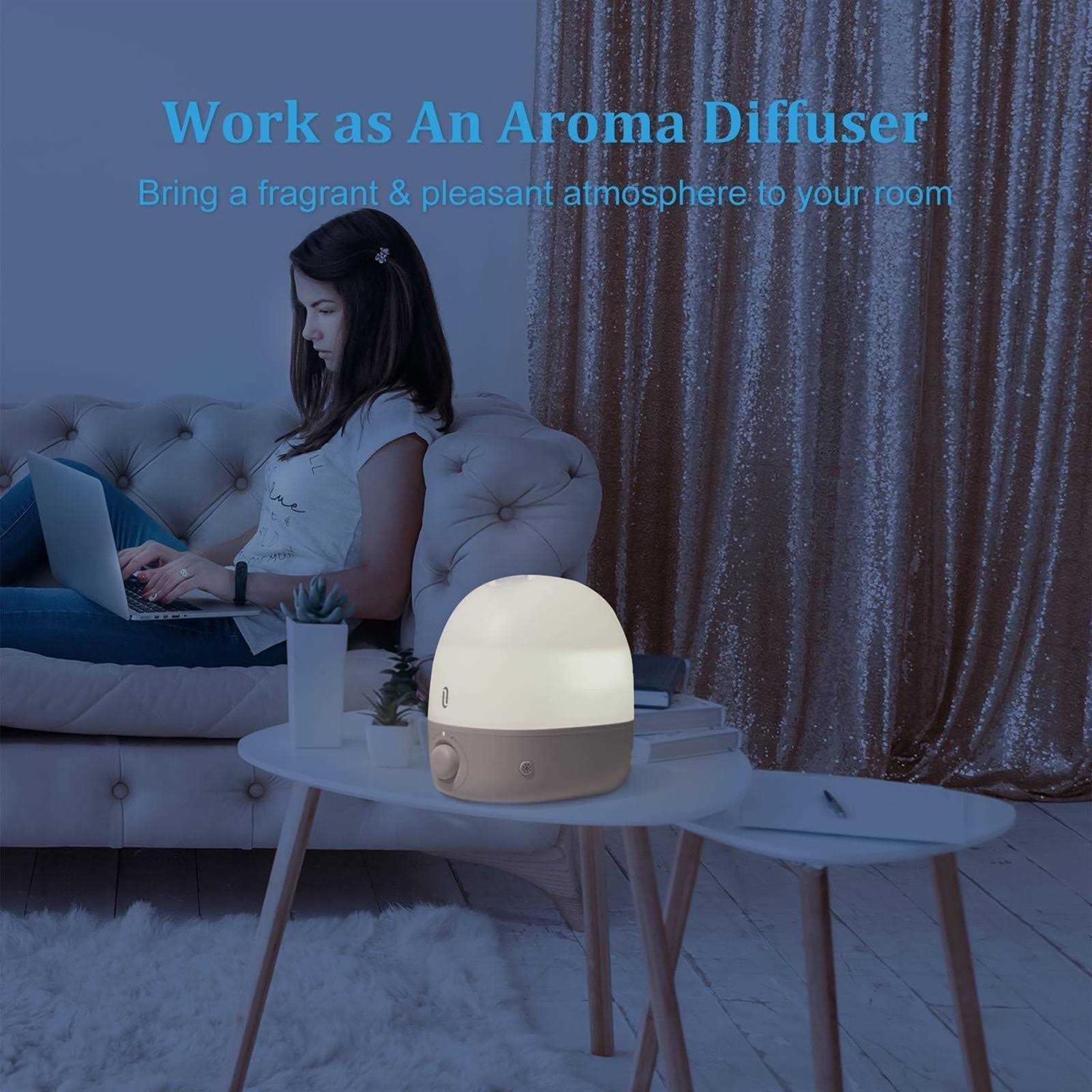 Taotronics Humidifiers 2.5l Ultrasonic Cool Mist Humidifier 26dB Whisper Quiet Essential Oil Diffuser with Night Light for Baby Room - Image 5