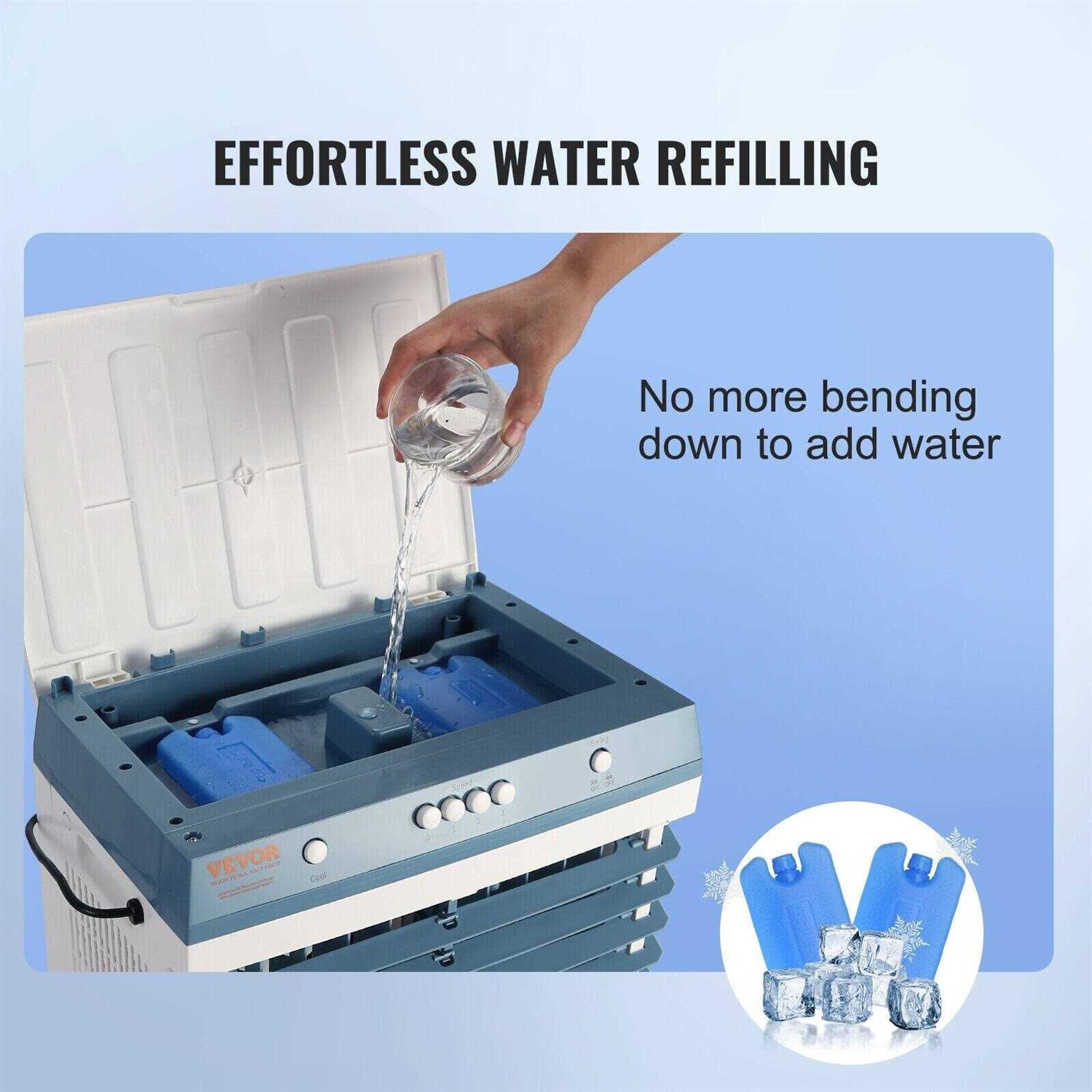 VEVOR Evaporative Air Cooler 1400 CFM 84° Oscillating Swamp Cooler with 3 Speeds 5 Gal. Portable Air Cooler for 550 Sq.ft - Image 4