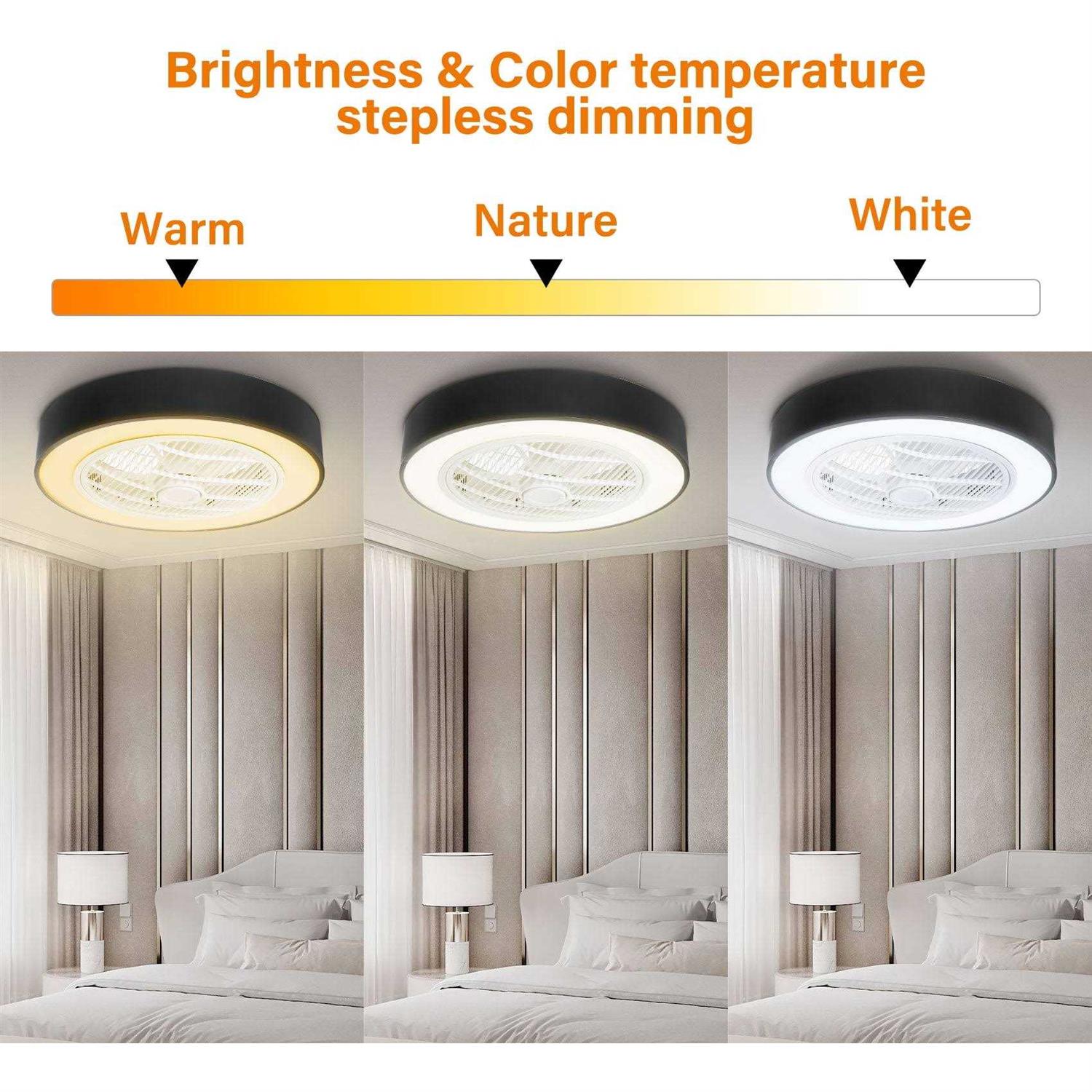 Tcfundy 23 inch LED Ceiling Fan Light kit Enclosed Low Profile Fan - Image 2