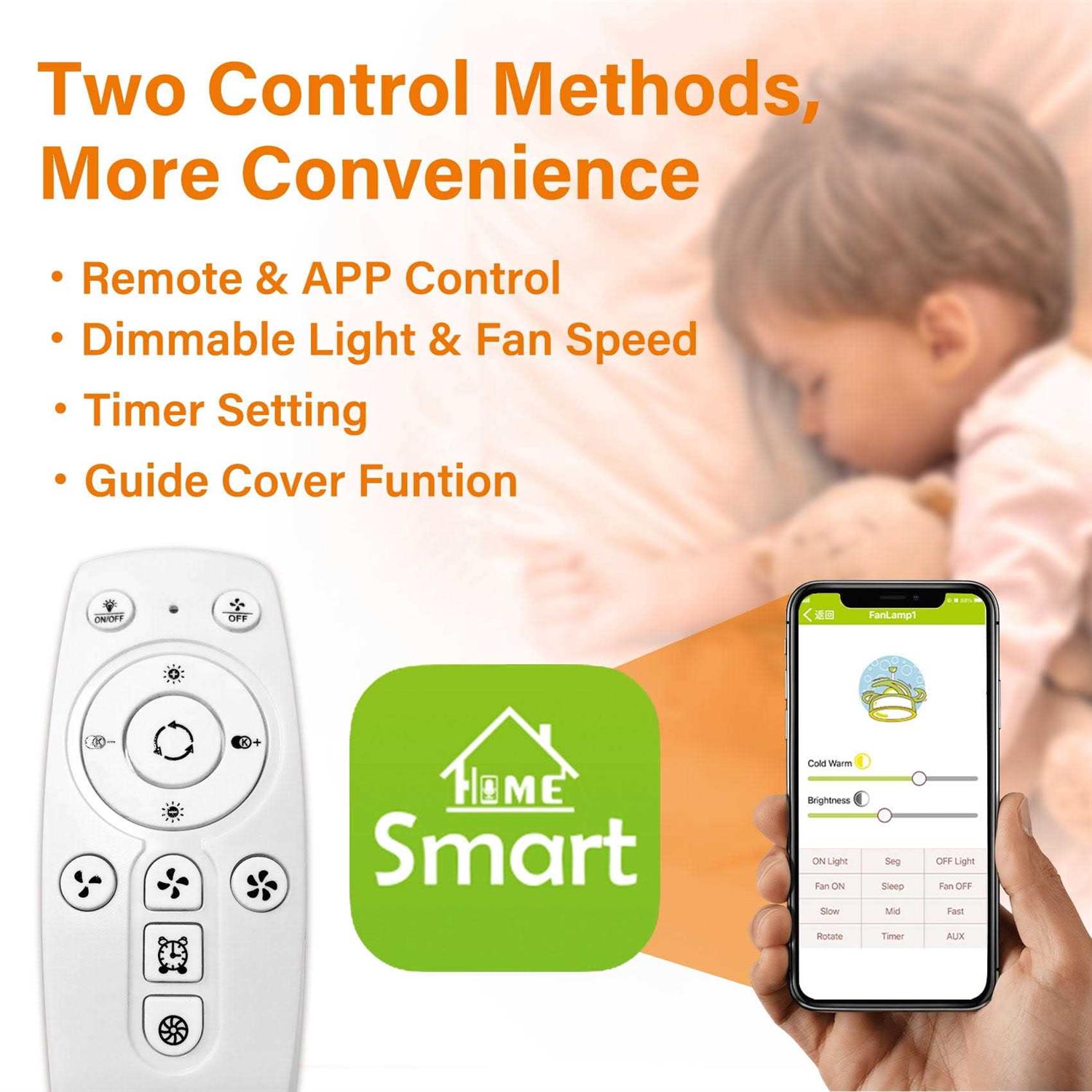 Tcfundy 23 inch LED Ceiling Fan Light kit Enclosed Low Profile Fan - Image 4