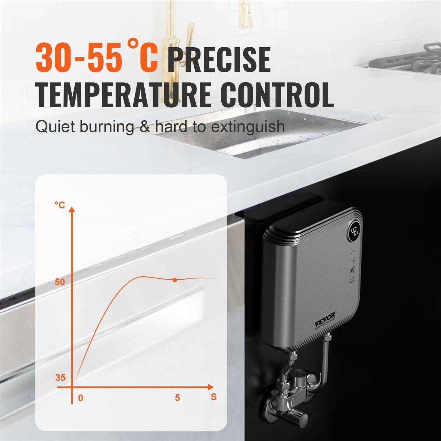 VEVOR Tankless Water Heater Electric 7kw On Demand Instant Under Sink Water Boiler - Image 3