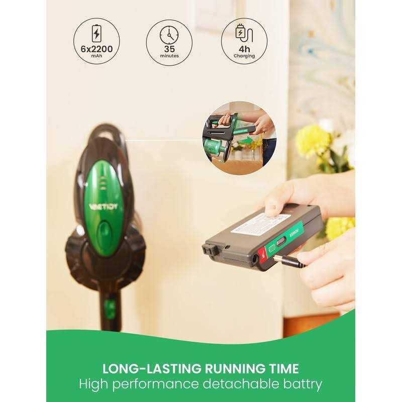 vactidy cordless vacuum cleaner lightweight stick vacuum with 20kpa suction - Image 2