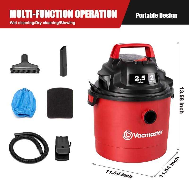 Vacmaster VOM205P 2.5 Gallon 1.75 HP Portable Wet Dry Vacuum - Image 4