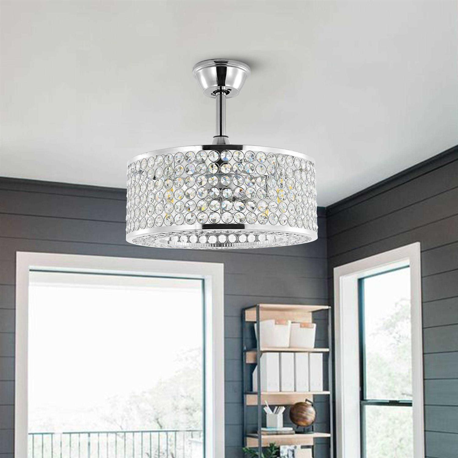 GetLedel 18-inch Caged Crystal Ceiling Fan with Remote