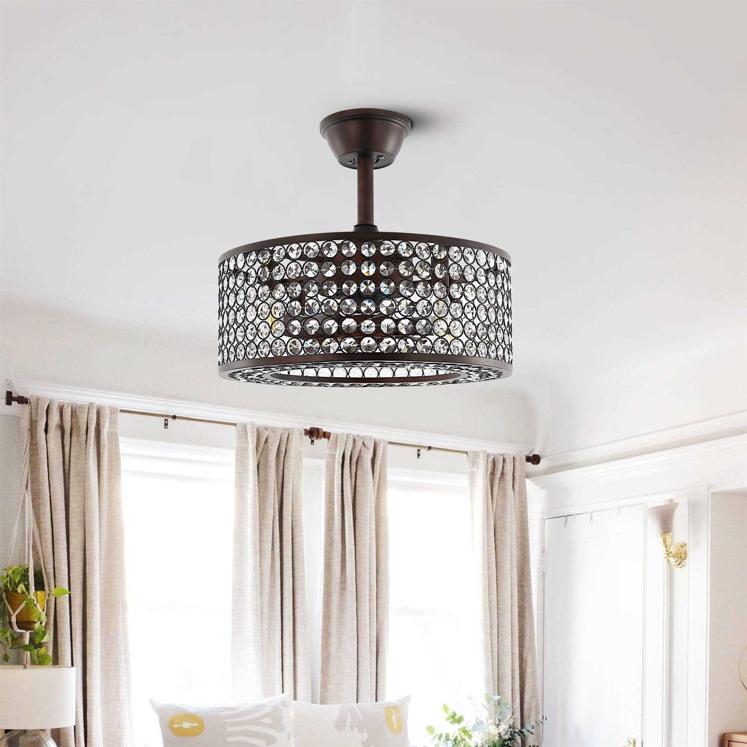 GetLedel 18-inch Caged Crystal Ceiling Fan with Remote - Image 5