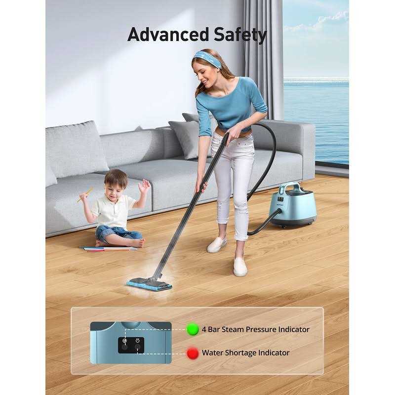 Steamer Aspiron Multipurpose Portable Canister Steamer with 21 Accessories Chemical-free Steam Cleaner Carpet and Upholstery Floors Car - Image 2
