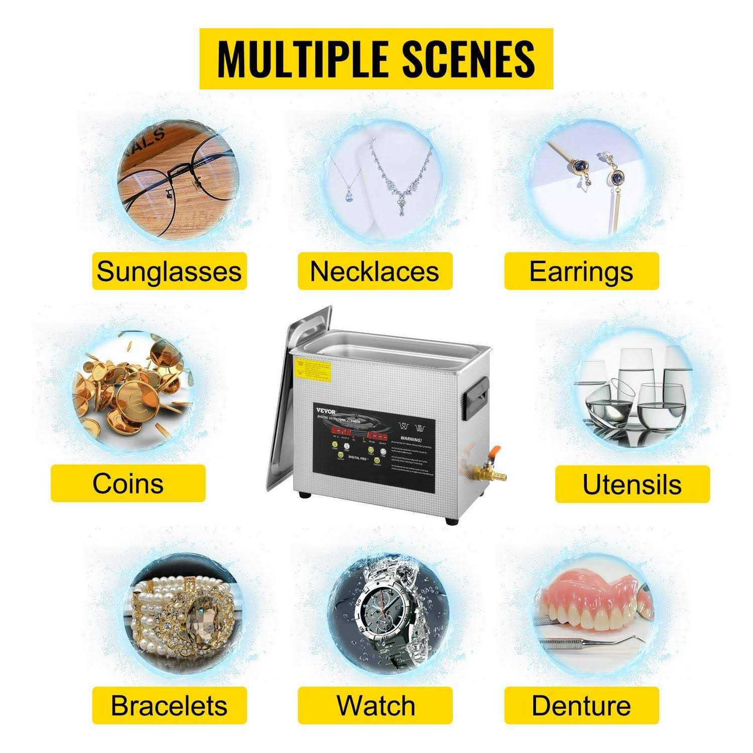 VEVOR 6L Upgraded Ultrasonic Cleaner Professional Digital Lab Ultrasonic Parts Cleaner with Heater Timer for Jewelry - Image 3