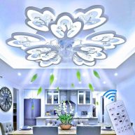 WWahuayuan Modern Ceiling Fan with Lights Remote Control 6 Speed 3 Color Dimmable Ceiling Fan Lamp Silent Fandelier with Invisible Blades
