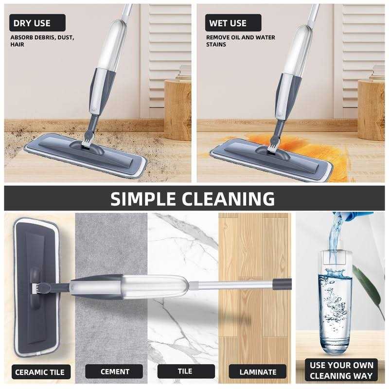 Sdarisb Mops for Floor Cleaning Wet Spray Mop with 6 Washable Microfiber Pads 1 Scraper 1 Mop Holder,Wood Floor Mop for Home or Commercial Dry Wet Use - Image 3