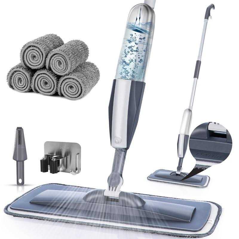 Sdarisb Mops for Floor Cleaning Wet Spray Mop with 6 Washable Microfiber Pads 1 Scraper 1 Mop Holder,Wood Floor Mop for Home or Commercial Dry Wet Use - Image 5