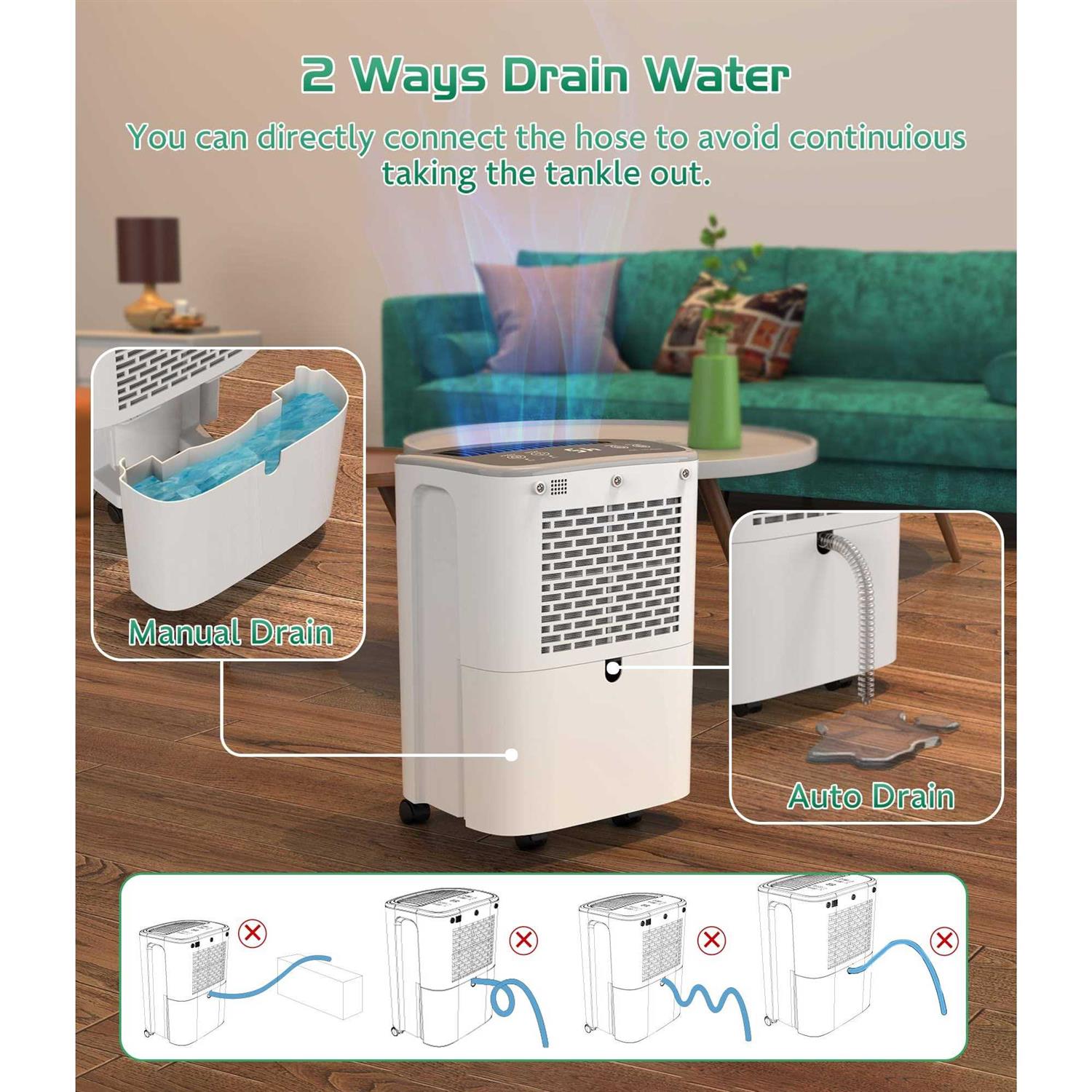 RUWORA Dehumidifier 2500 Sq.Ft 30 Pint Dehumidifiers with Drain Hose - Image 2