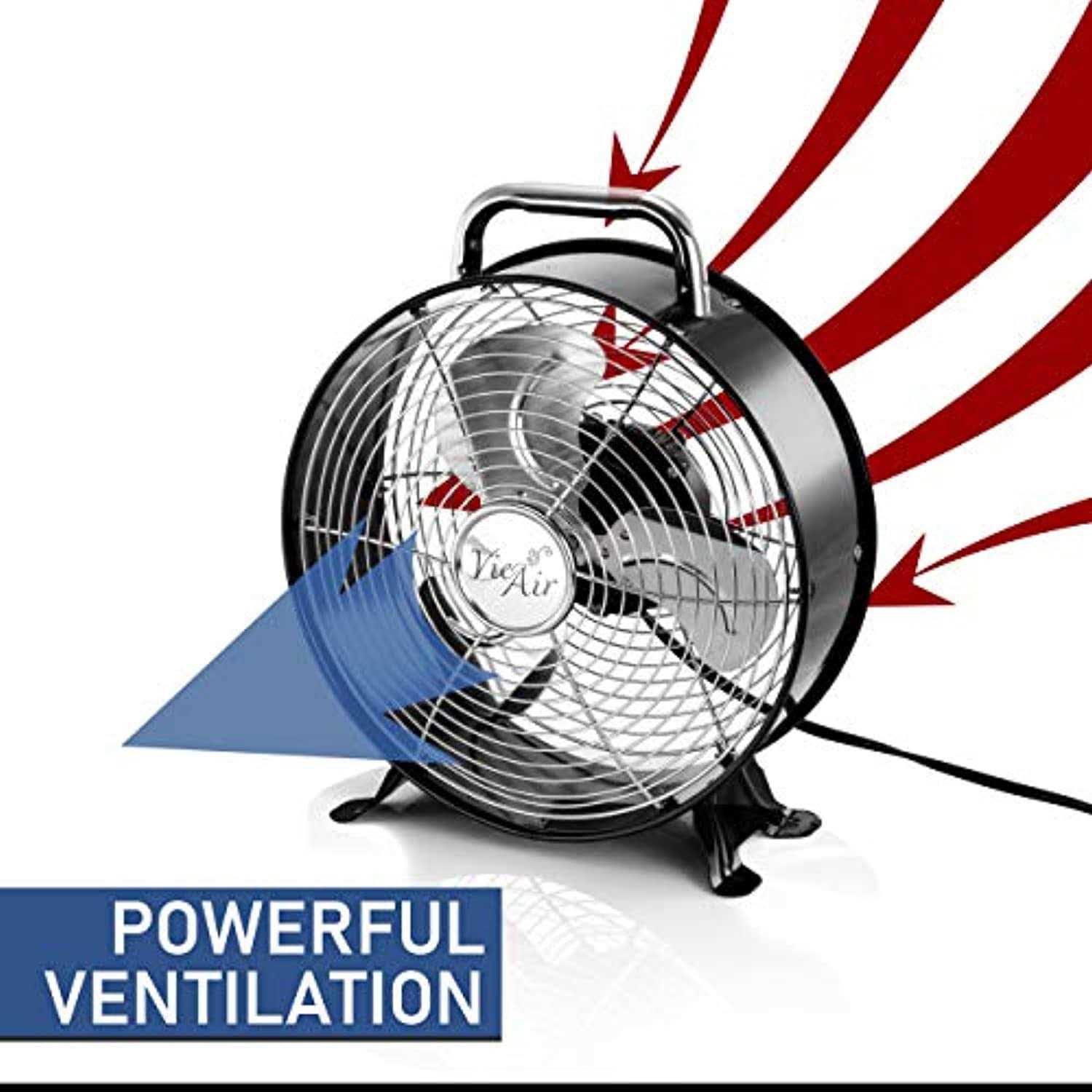 Vie Air 12 High Velocity Dual Speed Retro Metal Drum Fan - Image 4