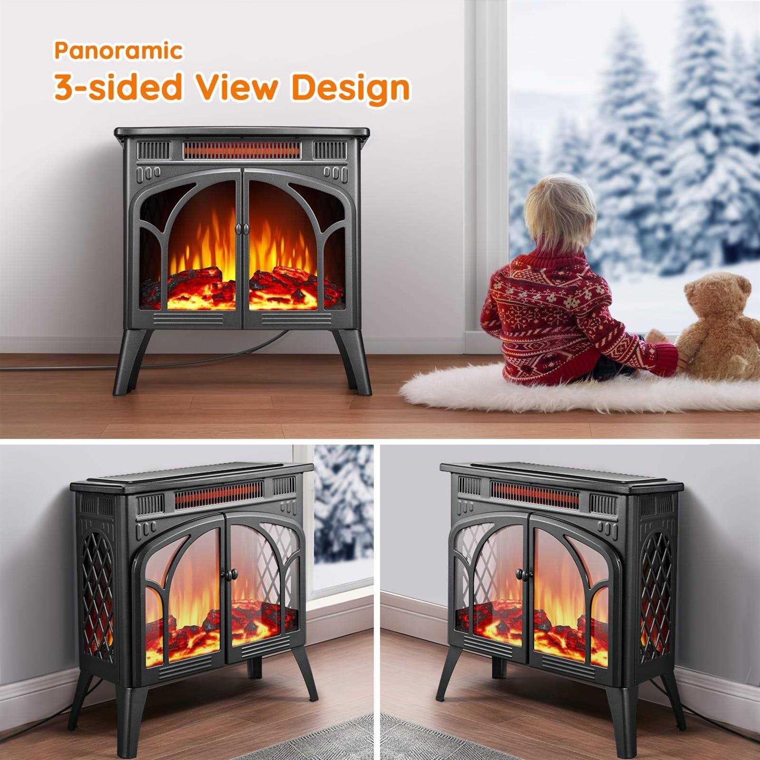 Rintuf Electric Fireplace Heater 1500w Infrared Fireplace Stove With 3d Flame Effect - Image 2