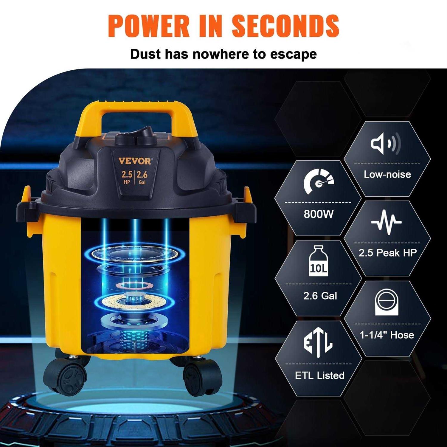 VEVOR Wet Dry Vac 4 Gallon 5 Peak HP 3 in 1 Shop Vacuum with Blowing Function - Image 3