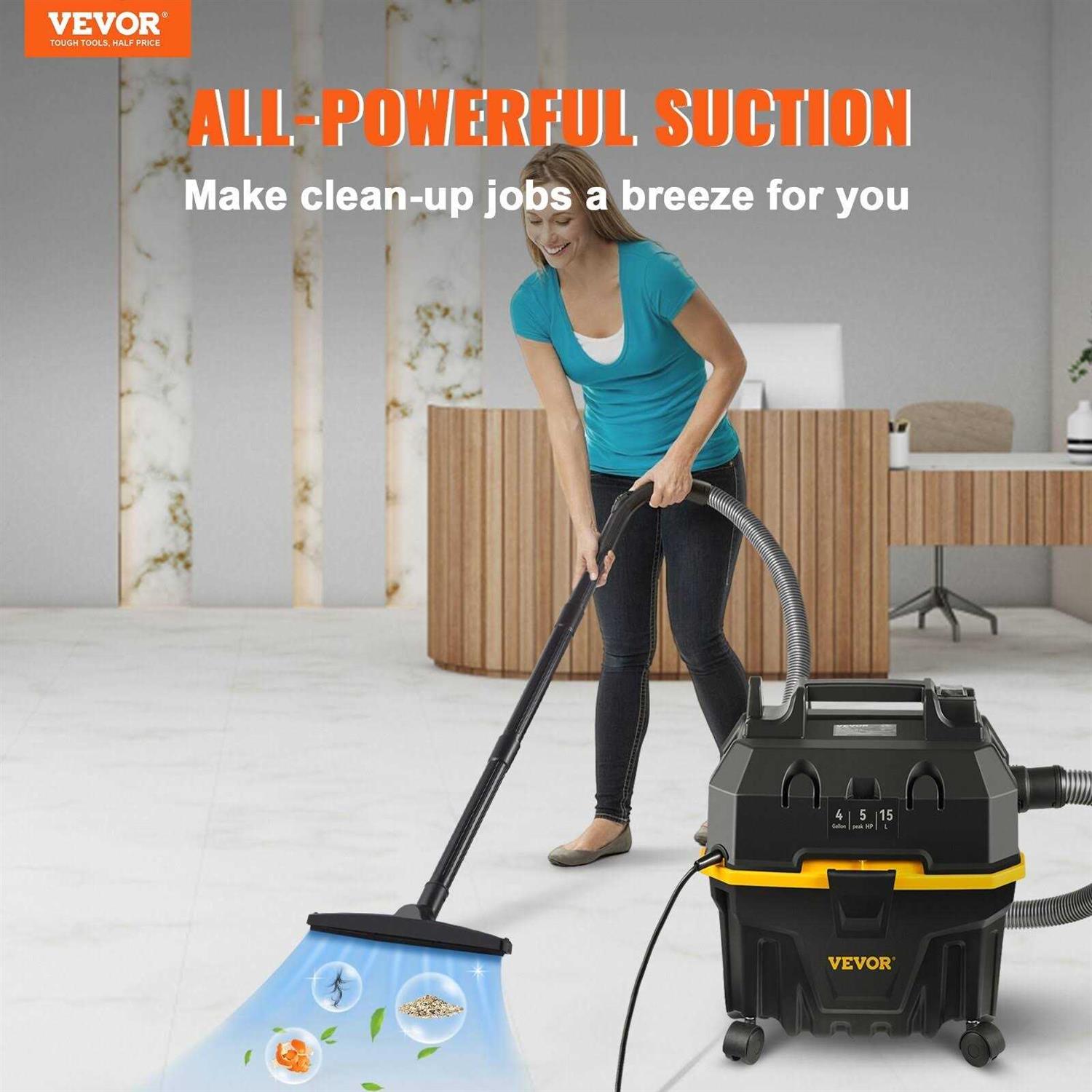 VEVOR Wet Dry Vac 4 Gallon 5 Peak HP 3 in 1 Shop Vacuum with Blowing Function - Image 4