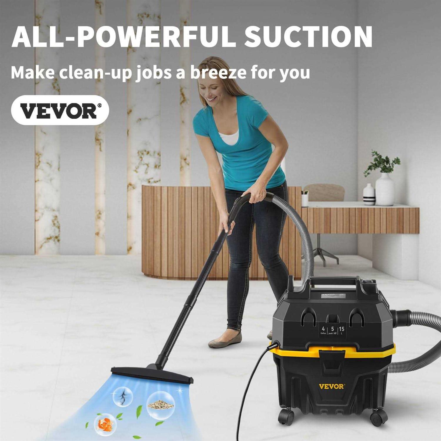 VEVOR Wet Dry Vac 4 Gallon 5 Peak HP 3 in 1 Shop Vacuum with Blowing Function - Image 2