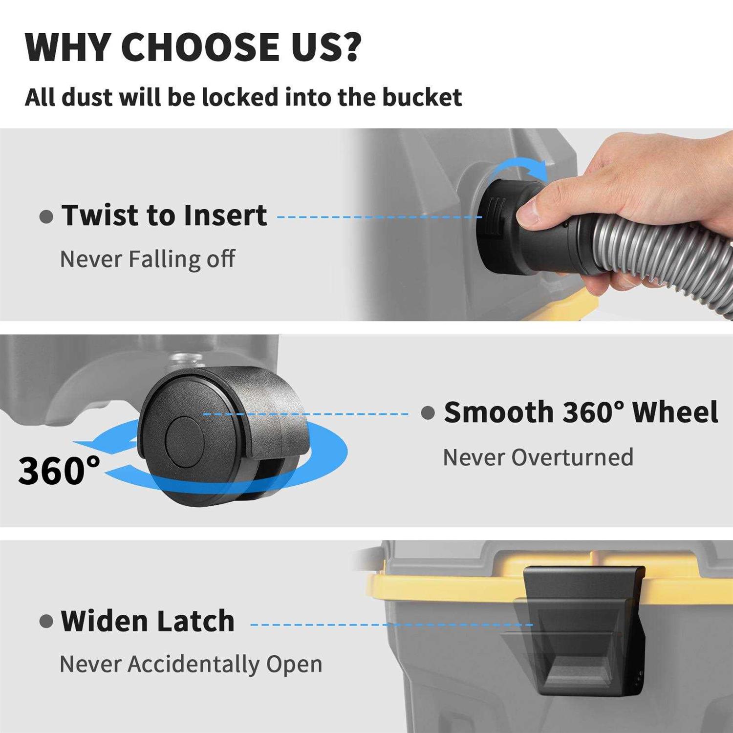 VEVOR Wet Dry Vac 4 Gallon 5 Peak HP 3 in 1 Shop Vacuum with Blowing Function - Image 4