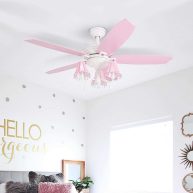 Taylor & Olive Calendula 48-inch White/ Pink LED Ceiling Fan