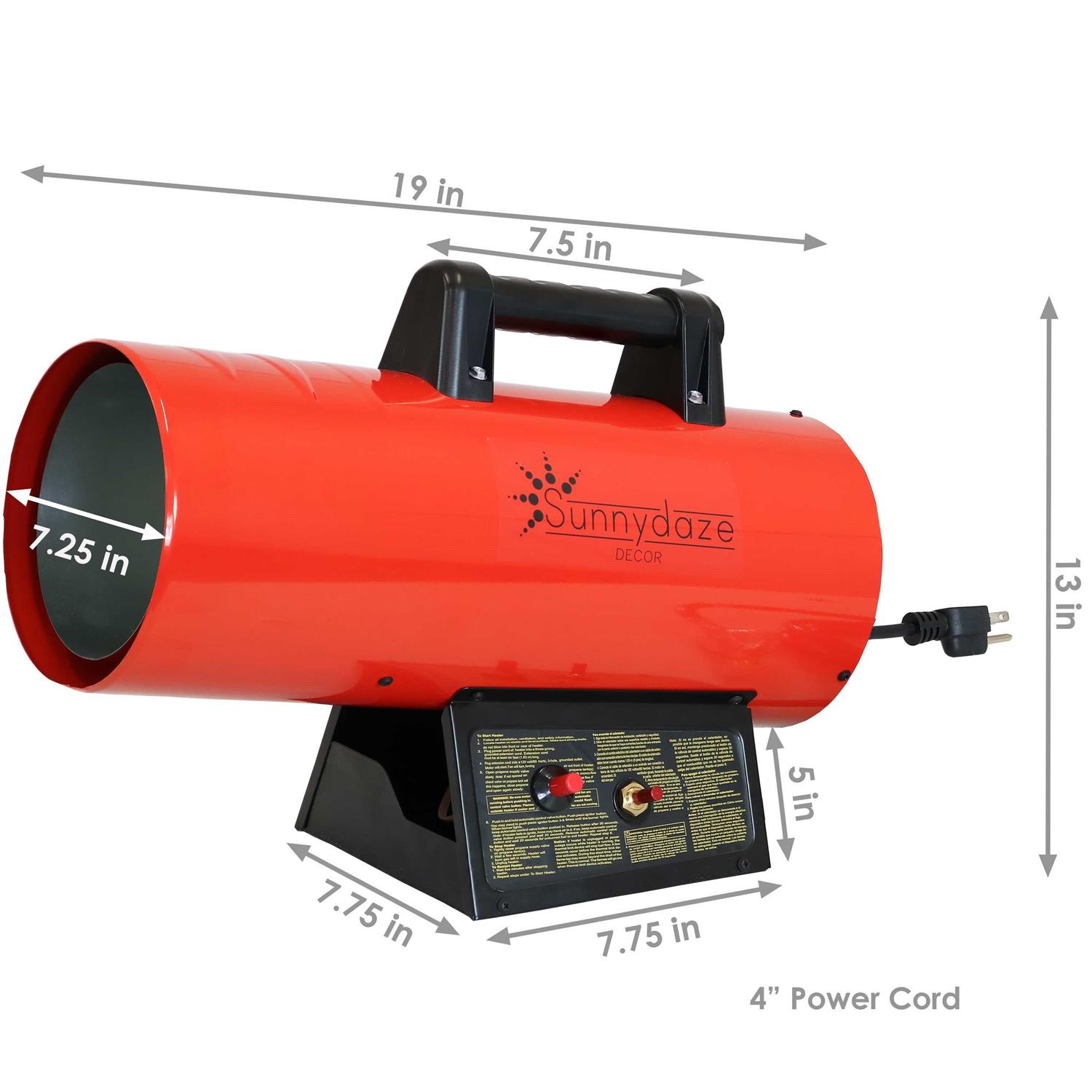 Sunnydaze 40,000 BTU Forced Air Propane Heater - Image 4