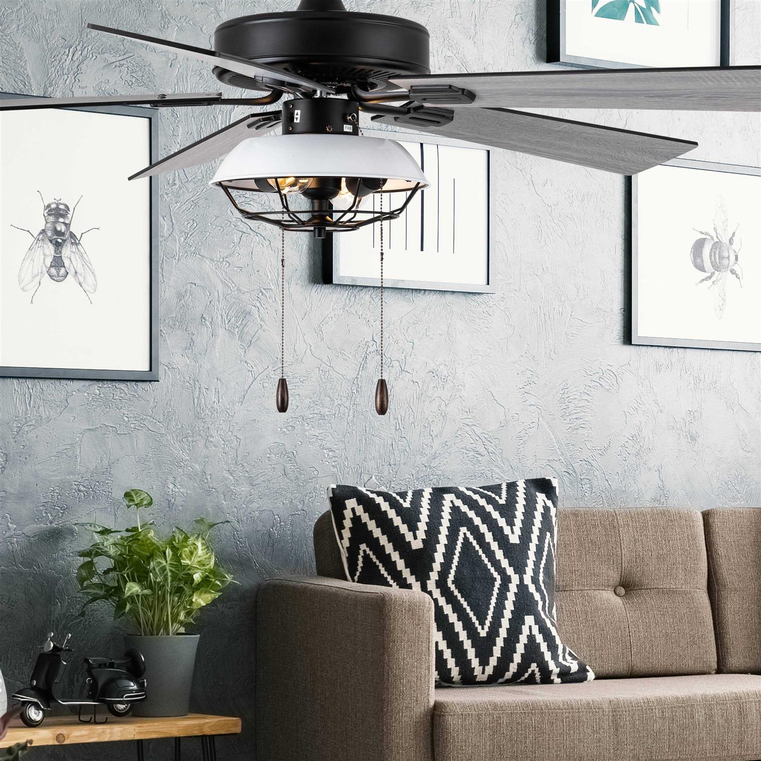 River of Goods 52 in. Indoor Black Harrow Industrial Style Ceiling Fan with Light Kit - Image 3