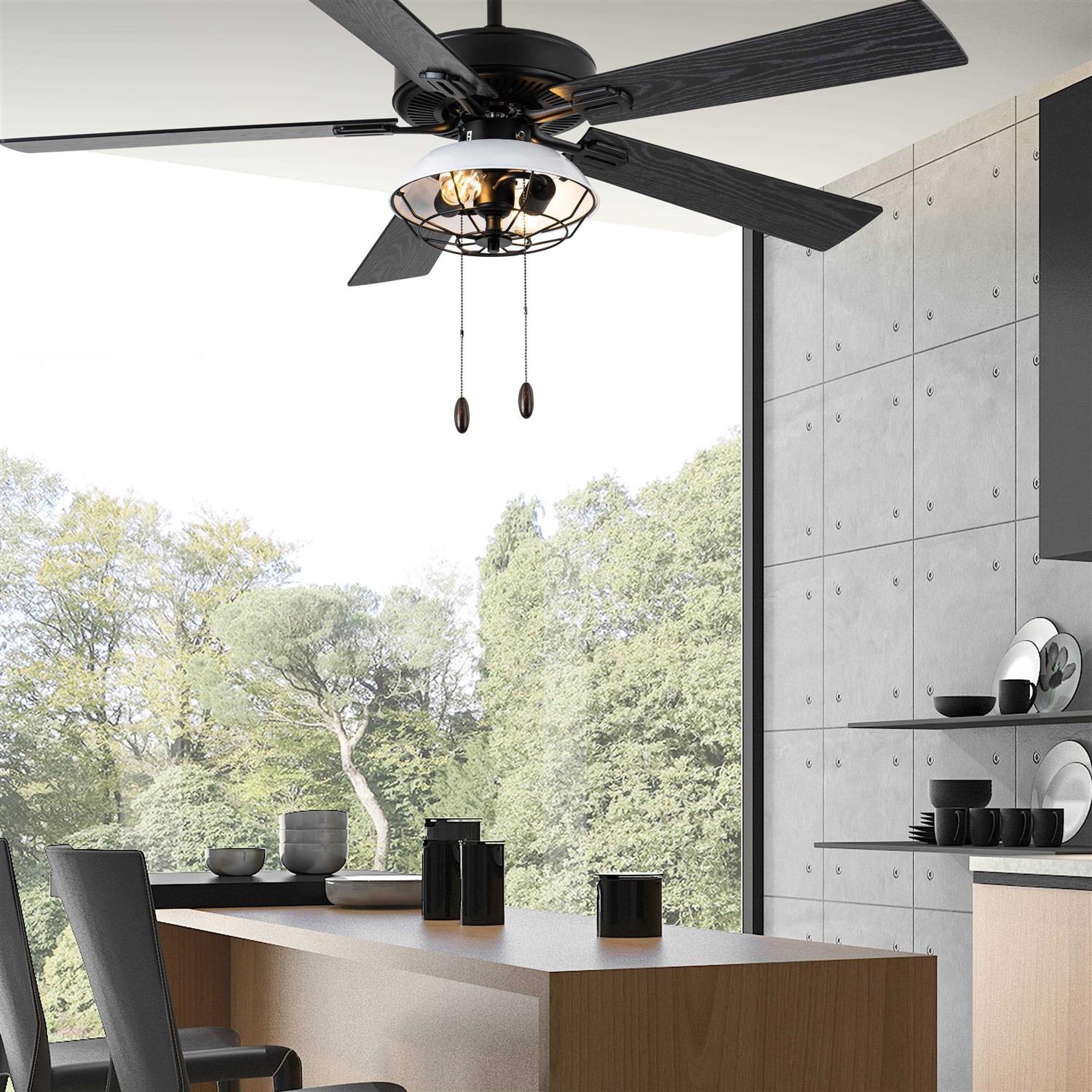 River of Goods 52 in. Indoor Black Harrow Industrial Style Ceiling Fan with Light Kit - Image 5