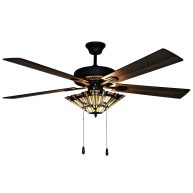 River of Goods Orson 52 in. Craftsman Stained Glass Indoor Ceiling Fan with Light