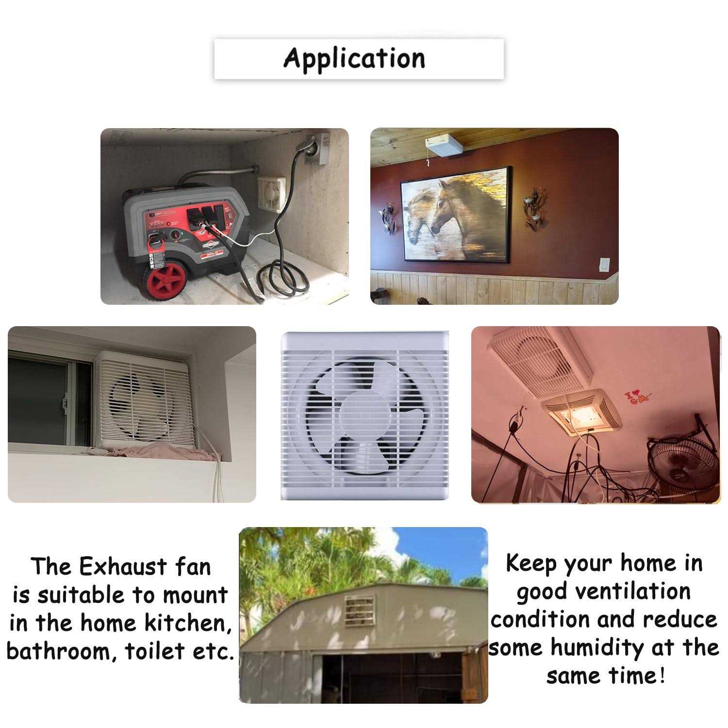 SAILFLO Extractor Fan 500 m³/h 380 m³/h 2-Way Reversible Bathroom Air Fan with Louvered Drawstring Large Airflow for Walls Windows Kitchen Garage T - Image 2