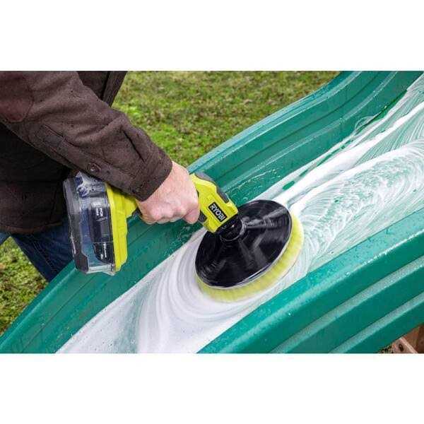 RYOBI ONE+ 18V Cordless Power Scrubber with 6 in. 2-Piece Cloth Microfiber Kit - Image 2