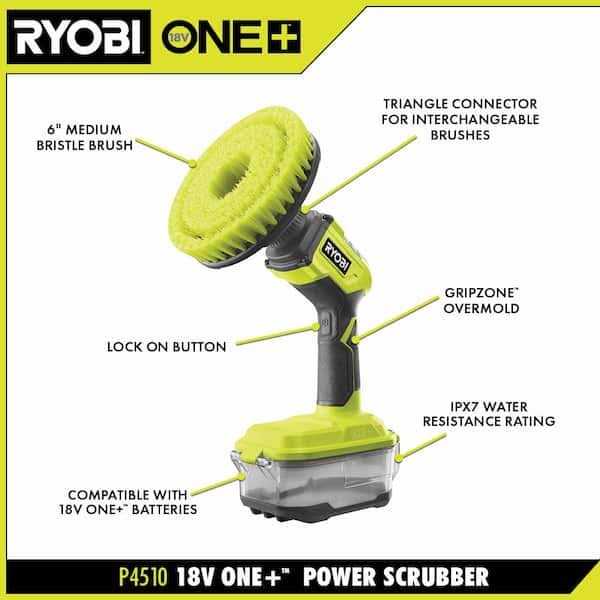 RYOBI ONE+ 18V Cordless Power Scrubber with 6 in. 2-Piece Cloth Microfiber Kit - Image 3